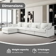 thumbnail image 3 of The Magic Home 155" 4-Seater Cloud Modular 155 L-Shaped Linen Sectional Sofa with Ottoman, White, 3 of 12