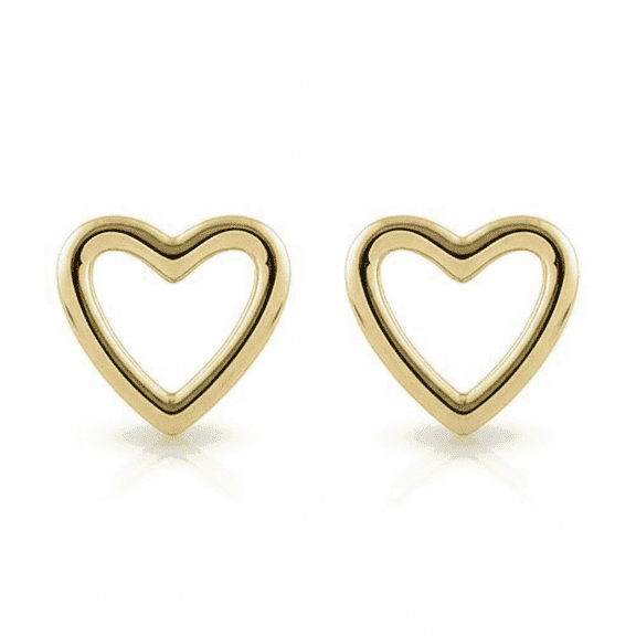 Vinali 14K Solid Gold Womens Dainty Twisted Heart Stud Earrings - 0.27in