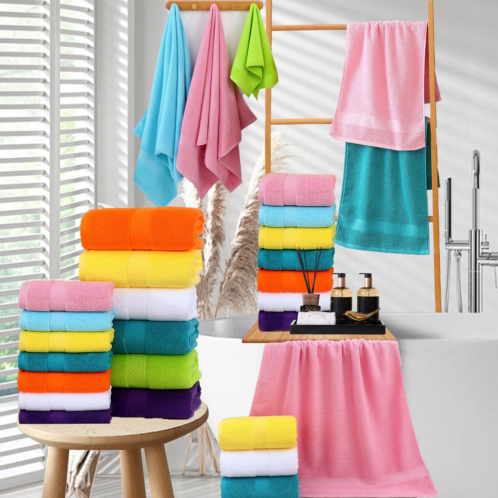 Twfbrm 4 Pcs Premium Bath Towels Set, Ringspun Cotton Highly Absorbent Towels for Bathroom, 2 Oversized Bath Sheets and 2 Hand Towels, 400GSM Soft and Lightweight Towels for Shower Hotel and Spa