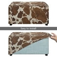 thumbnail image 5 of Xixirimido Brown Cow Spot Cowhide Pattern Ottoman Slipcover Form-Fit Stretch Footstool Cover for Leather/Fabric Ottomans, Non-Slip Bottom & Living Room/Bedroom Use, Large, 5 of 7