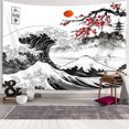 thumbnail image 2 of Japanese Tapestry, Cherry Blossom Tapestry, Asian Japanese Wall Tapestry, Japanese Tapestry Kanagawa Tapestry, Mount Red Sun Tapestry for Bedroom Living Room(60"X40" inch), 2 of 6