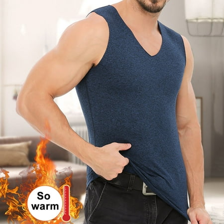 

greenhome Men Base Shirt Solid Color V Neck Casual Pullover Warm Plush Undershirt for Inner Wear