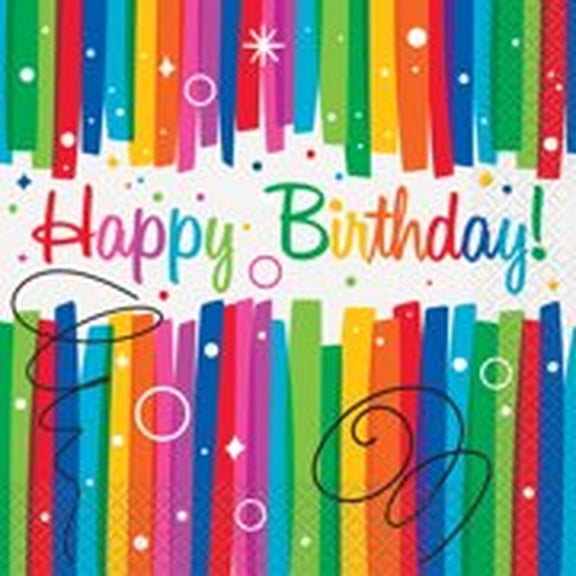 Rainbow Birthday Paper Luncheon Napkins, 6.5in, 16ct (Pack of 24)