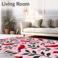 thumbnail image 2 of ODIKA 2'x3' Machine Washable Non-Slip Area Rug, Cardinal Applique Kit Winter Woodland Stitching High Traffic Rug, Pink, 646148, 2 of 7