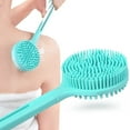 thumbnail image 3 of Double-Sided Shower Body Brush Silicone Long Handle Bathroom Wash Bathing Massage Back Exfoliating, 3 of 9