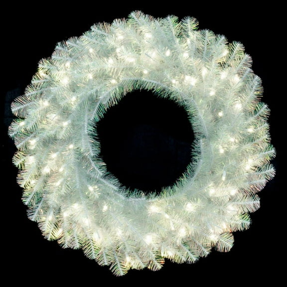 30" White Iridescent Wreath WA 70WW
