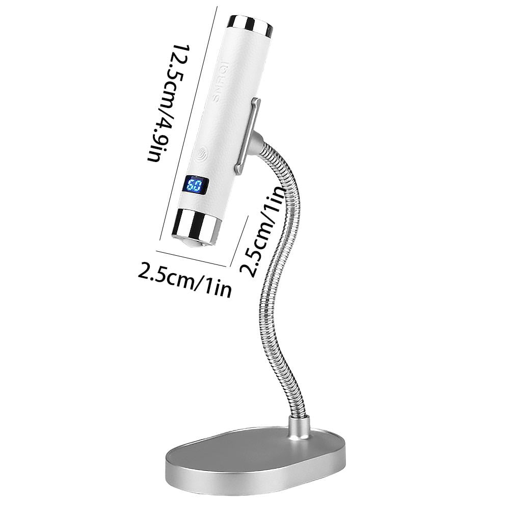 Handheld UV Light for Gel Nails with Stand, Mini Portable Cordless Nail Lamp with LCD Display, Eye-Protective Cover, Flash Curing for Glue