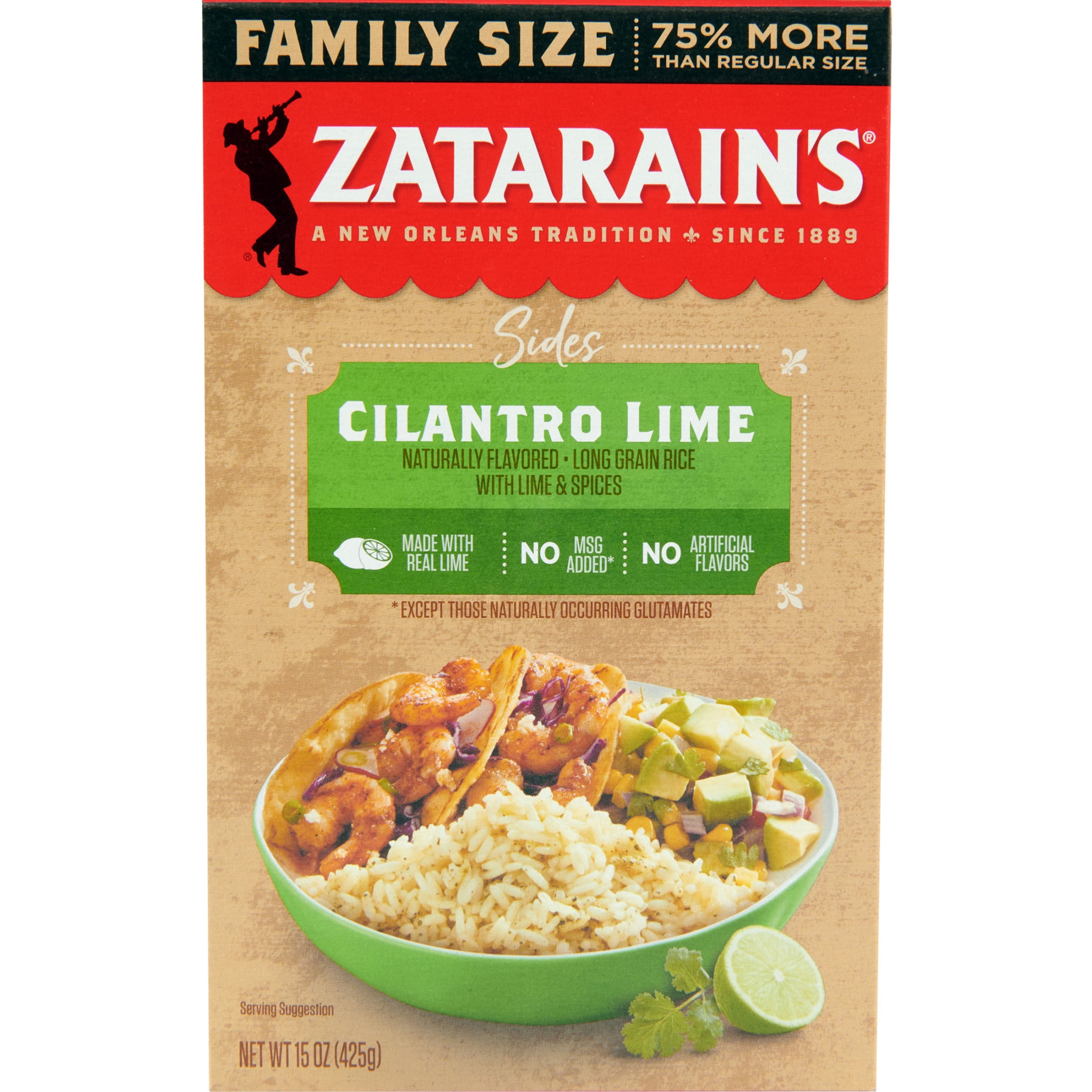 (2 pack) Zatarain's No Artificial Flavors Gluten Free Cilantro Lime Rice, 15.0 oz Box