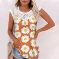 thumbnail image 2 of Camiseta sin mangas de encaje con estampado de mujer Camiseta sin mangas de empalme de cuello redondo Camiseta ligera y cómoda delgada OAVQHLG3B Store lin121212, 2 of 5