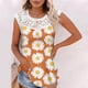 thumbnail image 2 of Camiseta sin mangas de encaje con estampado de mujer Camiseta sin mangas de empalme de cuello redondo Camiseta ligera y cómoda delgada OAVQHLG3B Store lin121212, 2 of 5
