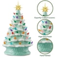 thumbnail image 6 of 15" Hand Painted Ceramic Christmas Tree, Seafoam Snow Flocked Pre-Lit Tree, 128 Multi-Color Lights, 2 Star Toppers, 6 of 8