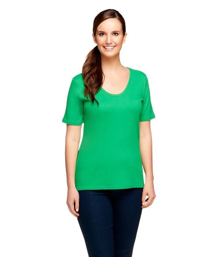 Liz Claiborne Rounded V-Neck Cotton T 