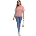 thumbnail image 7 of Women's 2-Pack Black Short Dolman Sleeve Tops, Casual Boat Neck Tees, 7 of 7