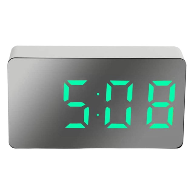 Reloj despertador digital LED Temperatura grande 12/24 horas Atenuador de brillo portátil Verde Zulema Despertador digital