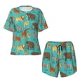 thumbnail image 5 of Wukai Cute Animals Women's Pajama Set,Short-Sleeve Top and Shorts with Elastic Waistband and Pockets for Loungewear, Yoga, and Casual Wear-Medium, 5 of 8