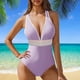 thumbnail image 1 of WILLBEST Traje de Baño de Manga Larga Para Mujer, Traje de Baño Para Mujer, Cuello En V, Monokini, Cintura Elástica, E Ropa de Playa Para Fiesta En La Piscina, Verano, 1 of 5