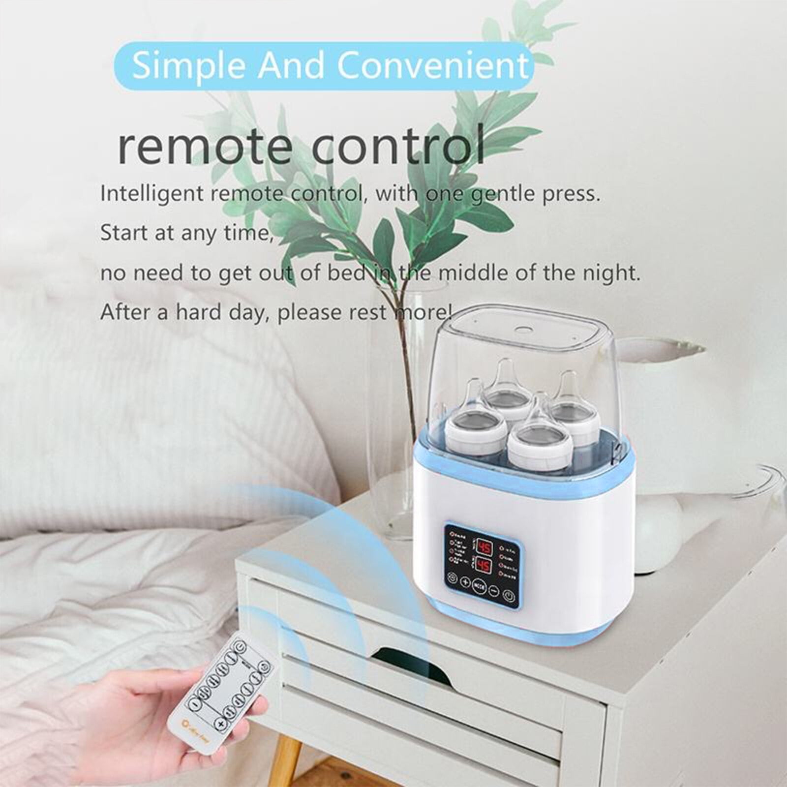 Baby Bottle Warmer, Baby Bottle Warmer and Sterilizer with Timer, 8-in-1 Fast Milk Warmer for Baby Breastmilk, Temperature Adjustment & 24H Constant Heat & Thaw, Baby Food Heater, up to 4 Bottles