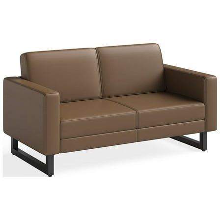 Safco Mirella Lounge Settee, Brown Vinyl, Adult