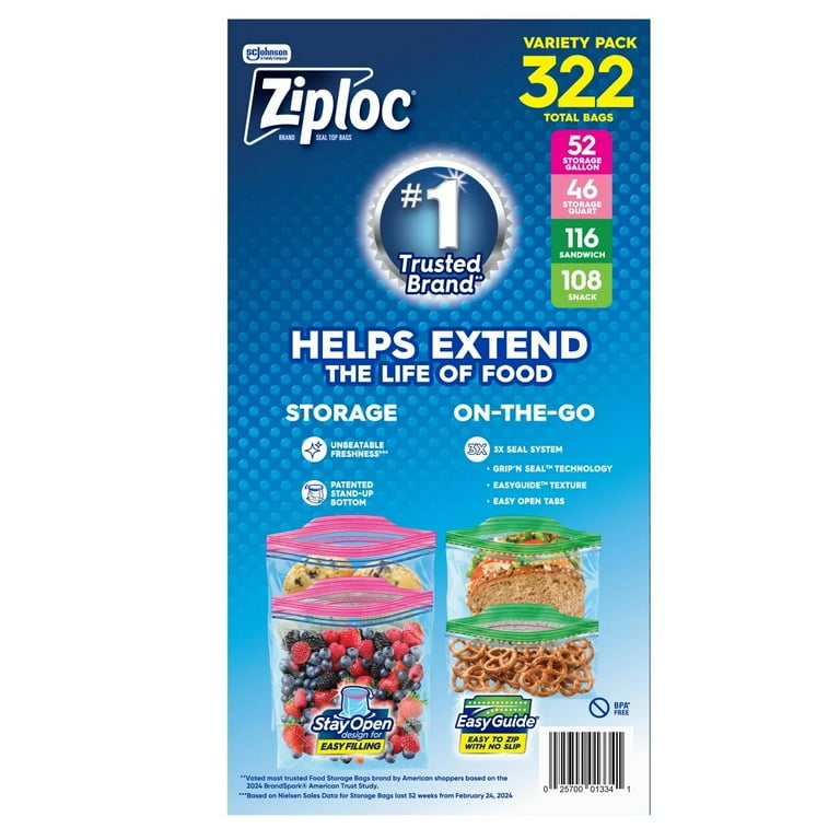 Ziploc Seal Top Bag Variety Pack, 322 Count - Walmart.com