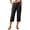 Z08Black, variant on Womens Linen Blend Capris, Button Fly Solid Color Casual Cropped Pants, Loose Fit 3/4 Length Trousers with Side Pockets for Summer Navy L