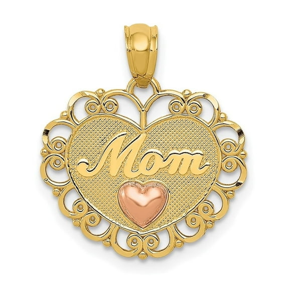 Auriga Fine Jewelry 14K Two-tone Gold MOM Heart Pendant for Women