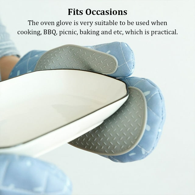 tredstone 1 Paire Toile Micro-Ondes Four Gant Portable Réutilisable Coloré Suspendu Gants de Cuisine de Protection Accessoires Bleu