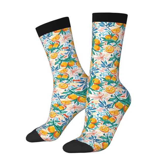 Fotbe Colorful Fruits Pattern Long Socks for Men & Women – Breathable & Stretchy Compression Socks, Ideal for Running, Travel, and Everyday Wear Size 5-11