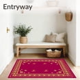 thumbnail image 3 of ODIKA 6'x9' Machine Washable Non-Slip Area Rug, Festive Snowfall with Silhouetted Deer and Twinkling Starbursts High Traffic Rug, Red, 623254, 3 of 7