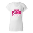 thumbnail image 2 of I Wear Pink for My Aunt Survivor Awareness Womens V-Neck Tee, White, Large, 2 of 3