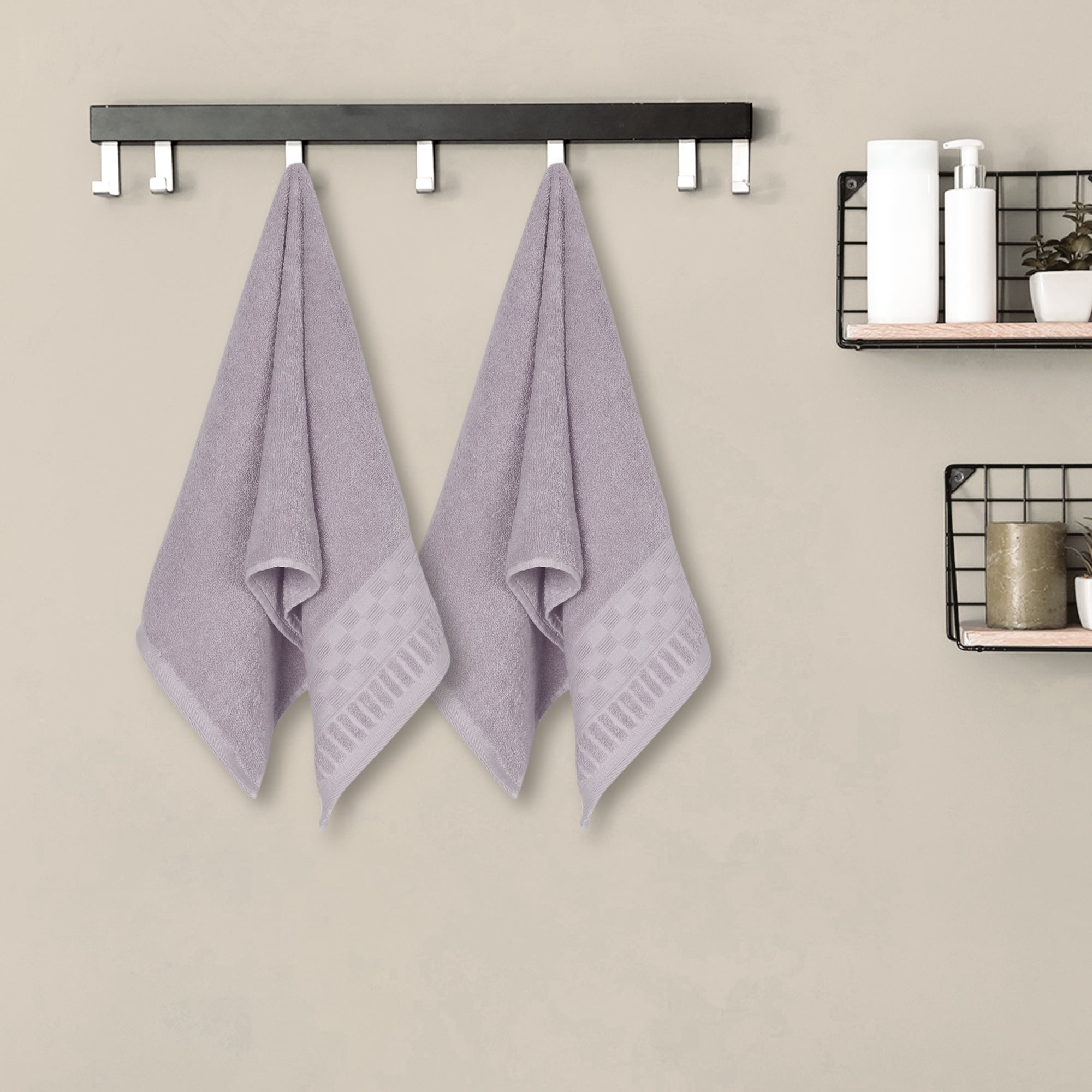 Unique Bargains 4 Pcs Solid Hand Towel 14" x 30" Purple/Navy Blue