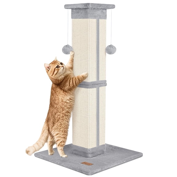 Rascador Fopetfy para gatos de interior, 84 cm de alto, color gris