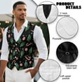 thumbnail image 6 of Yuyamidu Xmas Tree Men's Suit Vest Candy Canes Dress Vest for Men Size L Slim Fit Formal Business Waistcoat Tuxedo V-Neck Vests for Wedding, Christmas, 6 of 7