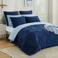 thumbnail image 6 of RUIKASI 2-Piece Pinch Pleated Embroidery Comforter Set, Twin, Navy Blue/Sky Blue, 6 of 8