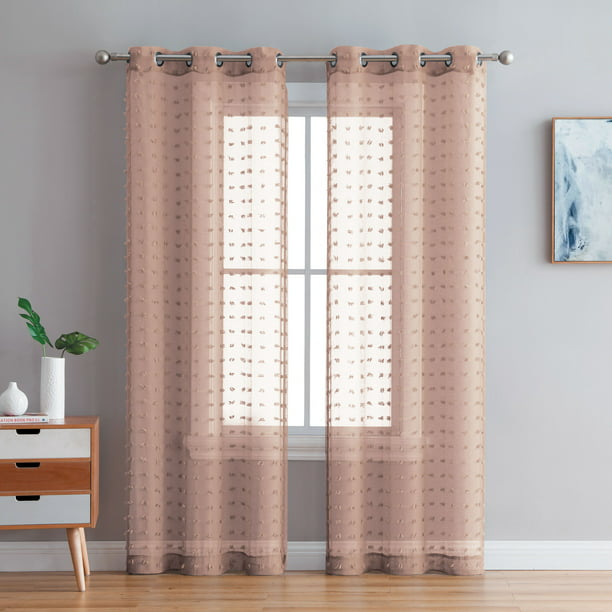 Better Homes & Gardens Clipped Pom Pom Window Curtain Panel, Set of 2 ...