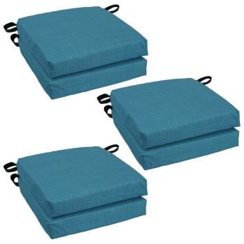 Blazing Needles 16-inch Spun Polyester Solid Outdoor Square Chair Cushions (Set of 6)