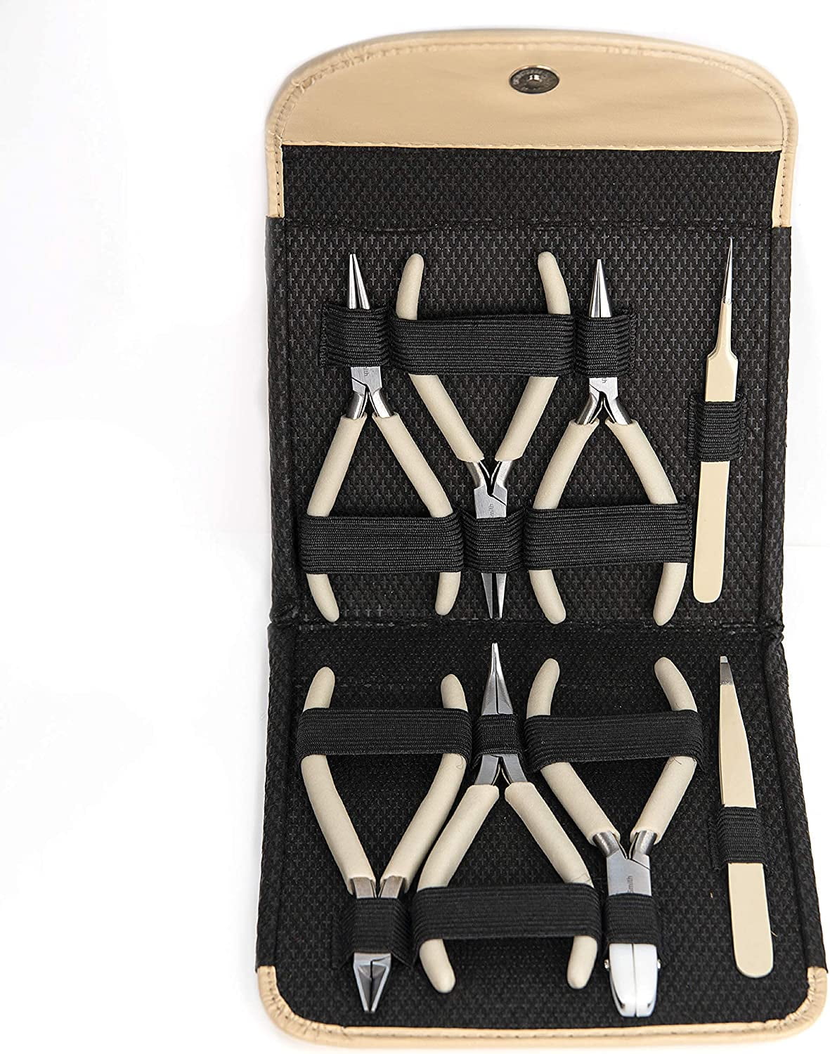 Beadsmith 8 Piece Jewelry Making Plier Set - Beige Color Coordinated Carrying Case