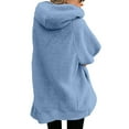 thumbnail image 2 of RQYYD Zipper Winter Coats for Women,Casual Plus Size Fleece Hooded Jacket Loose Soft Outdoor Sherpa Lined Thick Coat Outwear with Pocket (Light blue,XXL), 2 of 7