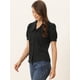 thumbnail image 3 of Blusa retro vintage Allegra K con cuello Peter Pan para mujer Negro S, 3 of 5