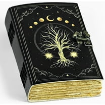 Leather Journal Tree of Life Leather Notebook Blank Spell Book book of shadows Journal with color printed Embossed design Antique Vintage 200 Pages (7x5 Inches)