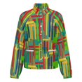 thumbnail image 5 of Jackets for Women Winter Coat Jackets Flannel Stand Collar Jacket(Colorful Abstract Geometric Pattern,Size:S-4XL), 5 of 7