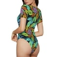 thumbnail image 2 of Saiise Style Hippie Motif Combinaison à Manches Courtes pour Femmes Col Rond Pyjama Justaucorps Extensible avec Fermeture à Pression-TTTG, 2 of 7