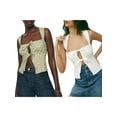 thumbnail image 2 of Rdhnmea Women Bow Tie Front Tank Tops Open Back Solid Color/Floral Vest, 2 of 7