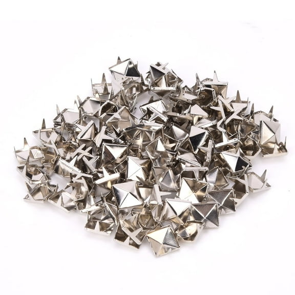 100 PCS Jacket Studs Spike Kit Handicraft DIY Spike Square Pyramid Rivet for Clothing Shoes Wristband Bag Leather Punk Rock Stud Accessories Silver
