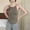 Khaki, variant on jobturf Womens Pajamas Tops with Built in Bra Spaghetti Strap Tank Top Casual Sleeveless Night Shirts Slim Fit Pjs Shirts Breathable Comfy Sleepwear