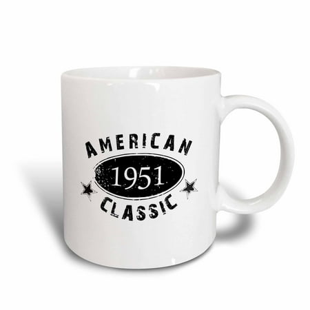 Personalized Ceramic Gifts 3dRose 1951 American Classic - Personalized Birth Year Birthday gift - black grunge vintage look - funny, Ceramic Mug, 15-ounce ()