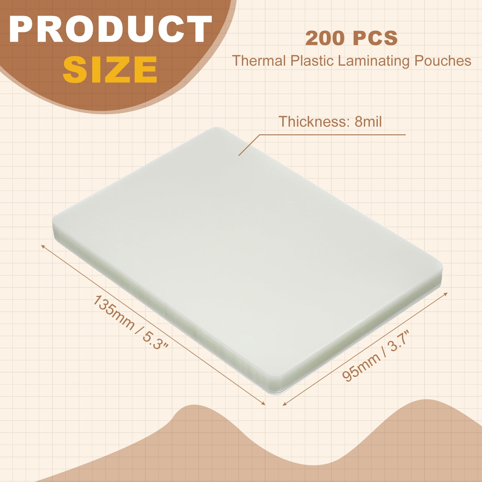 Uxcell 5.3x3.7" 8 Mil Thermal Plastic Laminating Pouches, 200Pcs Laminating Sheets Protection for Heat Seal Documents Menus Photos Work Permits Pass Cards ID Cards, Clear