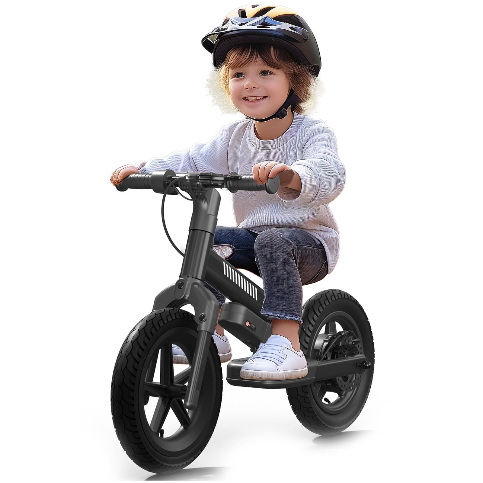 YUFU Electric Bike for Kids, 100W Electric Balance Bike Ages 3-5 Years Old, Kid Electric Motorcycle with 3 Speed Modes, 12 inch Inflatable Tire and Adjustable Seat