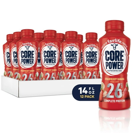 Core Power Protein Shake, Strawberry Banana, 26g Protein, 14 Fl Oz, 12