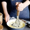 thumbnail image 2 of Potato Masher Stainless Steel Hand Food Masher Heavy Duty Manual Masher Kitchen Tool with Wood Handle for Avocado, Bean, Vegetable, 2 of 5