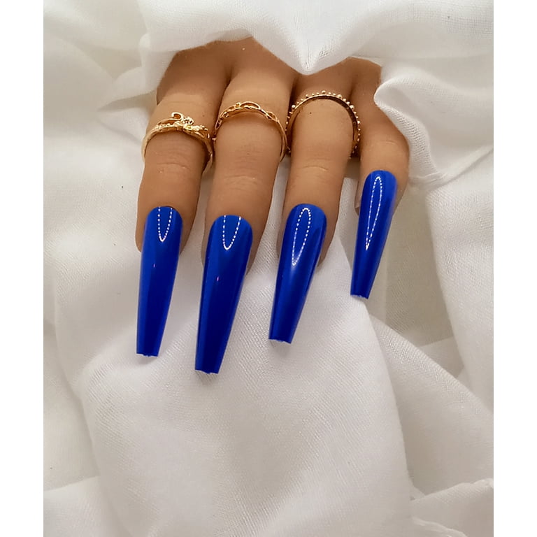 Lovely Claws Gloss Royal Blue 2XL Press on Nail set Walmart